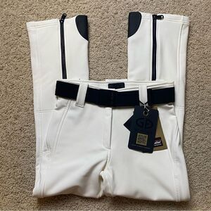 Goldbergh Pippa Belted Ski Pants White Black NWT US 10